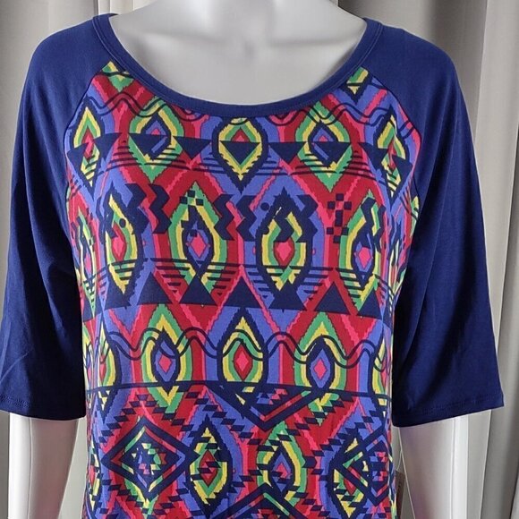LulaRoe Women's Blue/Red/Multi-Color Julia Midi Knit Dress Plus Size 2XL (NWT) - Picture 2 of 12
